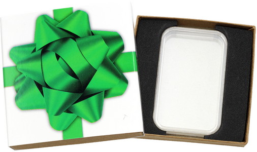 SilverTowne Natural Kraft Paper Gift Box with Green Bow Box Sleeve & Capsule - Product Packaging [Add $5.00]